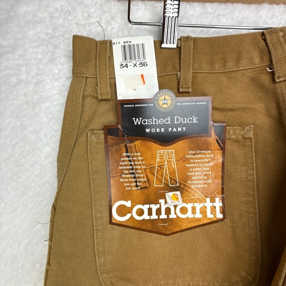 Carhartt Washed Duck Work Pants B11 BRN 34x36 Mens Brown NOS NWT